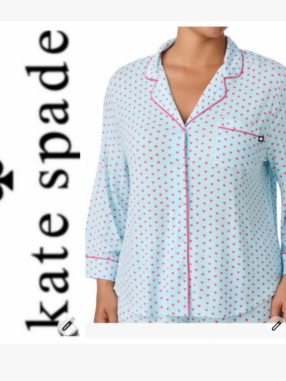 NWT Kate spade Heart Print Pajama Set